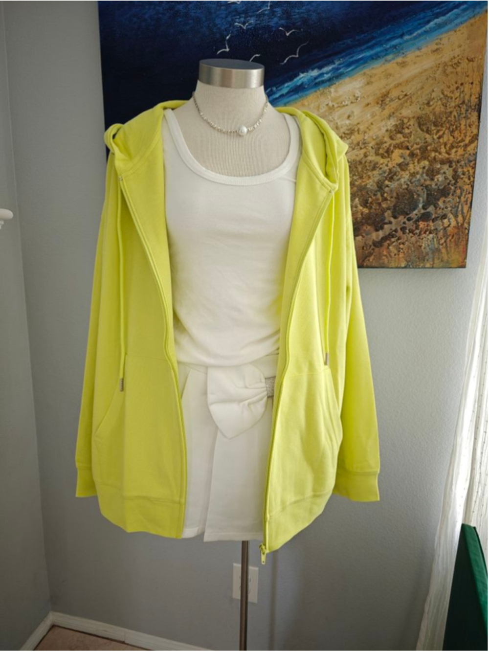 Women's Lime Green Full-Zip Hoodie(one size)
